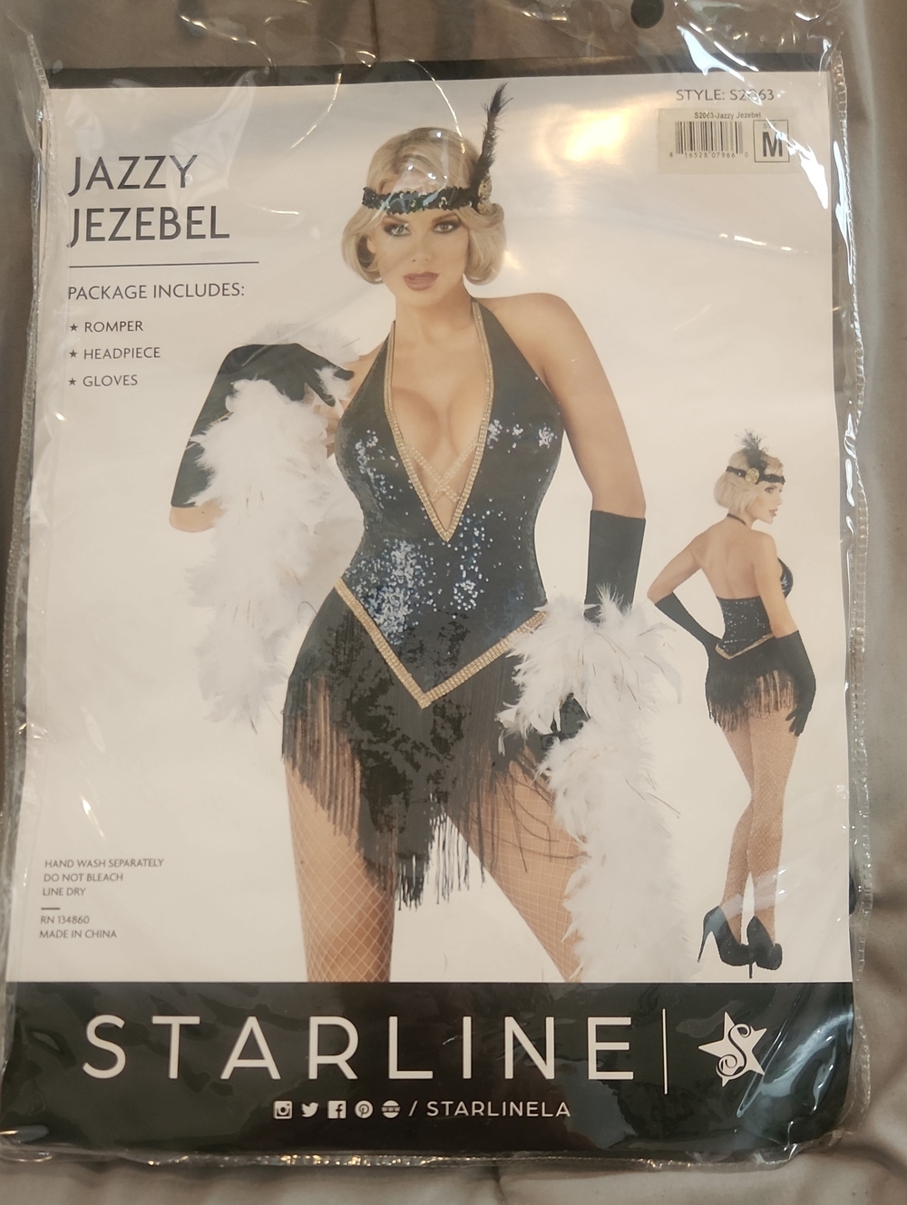 Starline Jazzy Jezebel Navy and Gold Sequin Halter Headpiece Set
